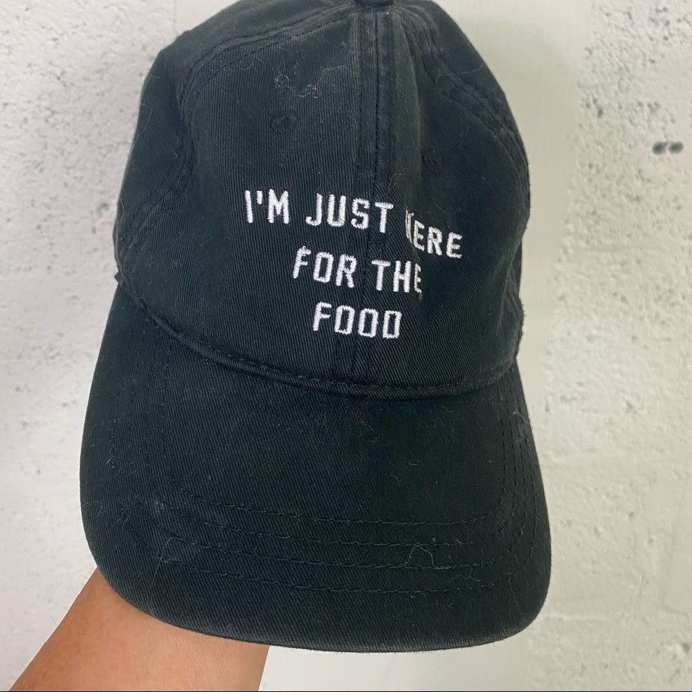 OTTO black I’M JUST HERE FOR THE FOOD print adjustable cap baseball hat One Size